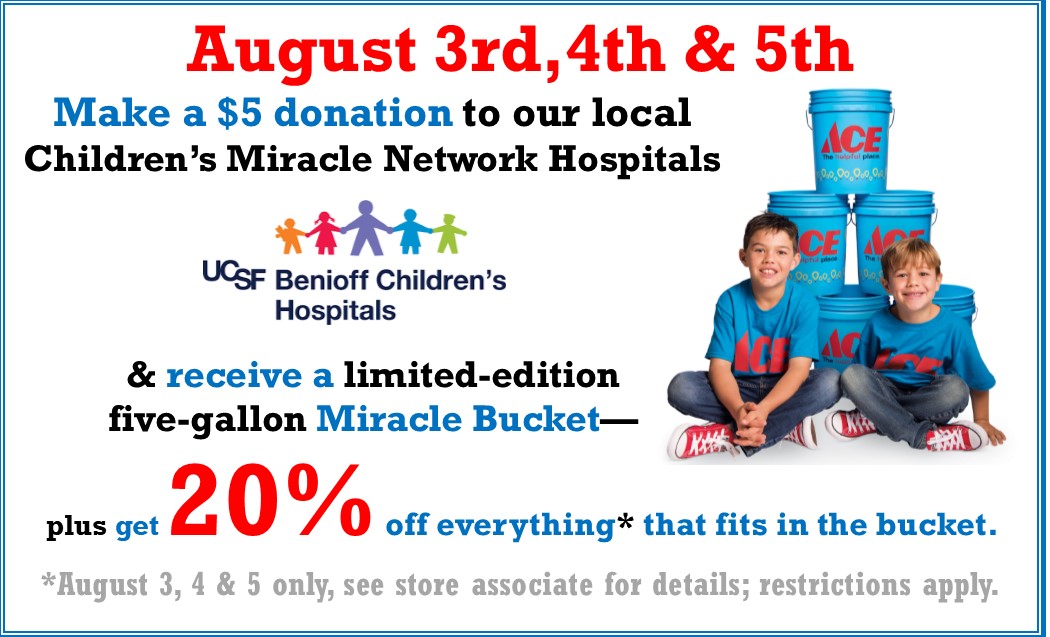 August 3-4-5 Blue Bucket CMN Fundraiser and Sale